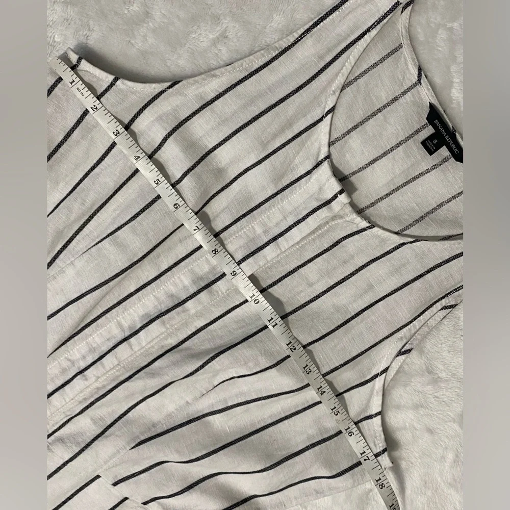 Banana Republic Striped Linen Blend Wide Leg Cropped Jumpsuit